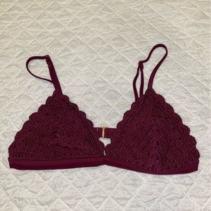 Magenta Crochet Bathing Suit Top Triangle Bikini by Xhilaration size L